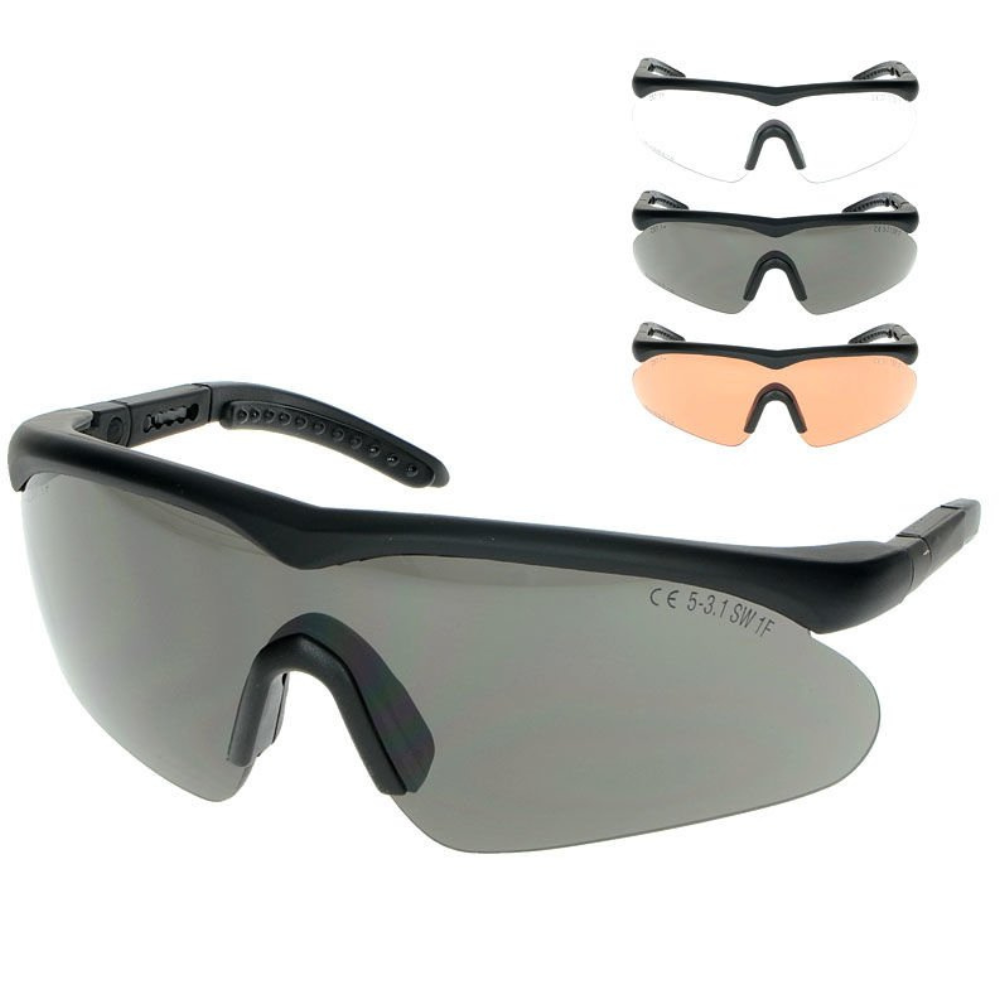 Raptor frame rubber black, lens smoke sparelens clear and orange 1 Raptor frame rubber black, lens smoke sparelens clear and orange