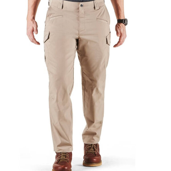 5.11 tactical men's icon cargo pant, flax tac stretch, guessted, teflon finish, style 74521